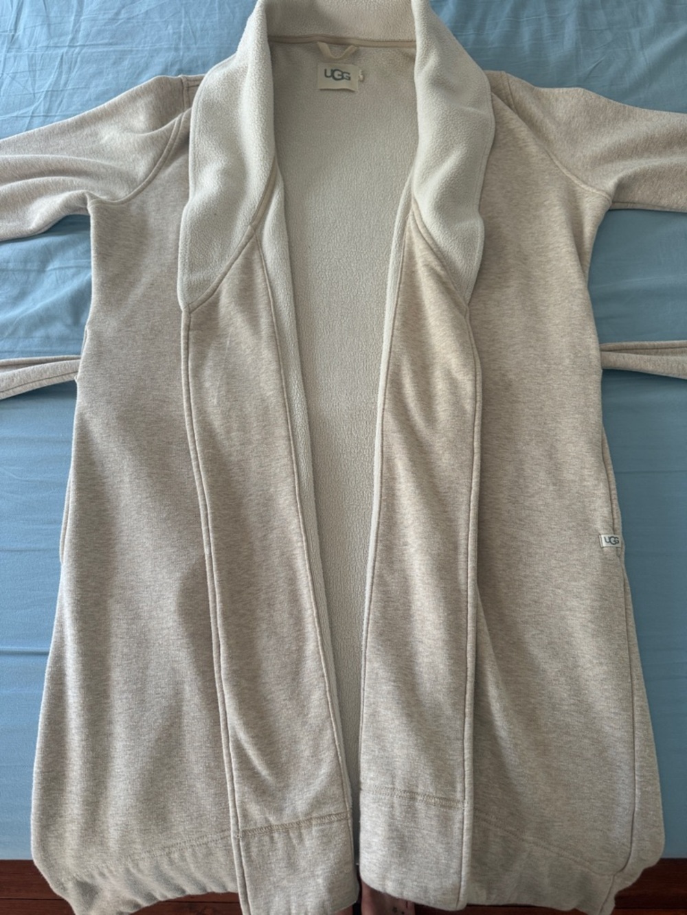 UGG Women's Cream Open-Front Shawl Collar Robe